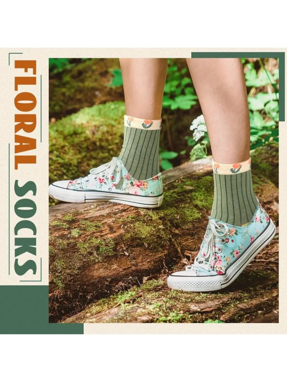 Cute Lace Ruffle Ankle Socks - 10 Pairs Floral Cotton Cottagecore Mid Tube